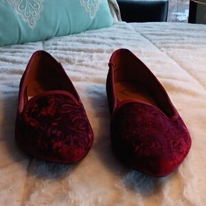 Elegant Velvet Burgundy Women's Shoes